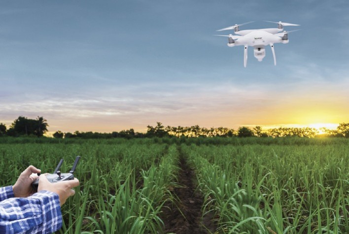 Radar embarcado em drone monitora o crescimento da cana-de-açúcar
