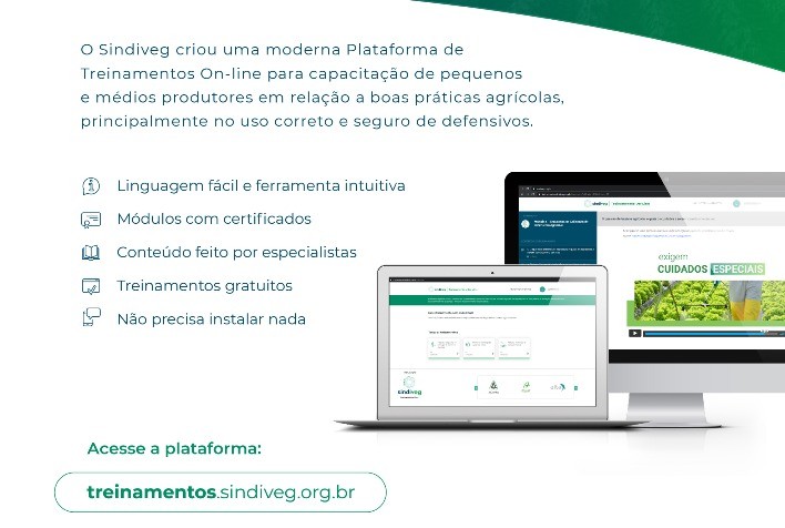 Novo módulo de curso gratuito do Sindiveg aborda aquisição, transporte e armazenamento de defensivos agrícolas em propriedades rurais
