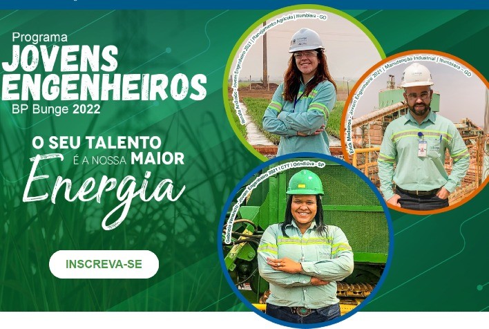 Prazo para inscrições no Programa Jovens Engenheiros da BP Bunge termina em 29 de novembro