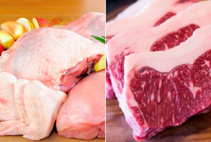 Preço do frango x o da carne bovina: no varejo, a pior relação possível para o frango em um quinquênio