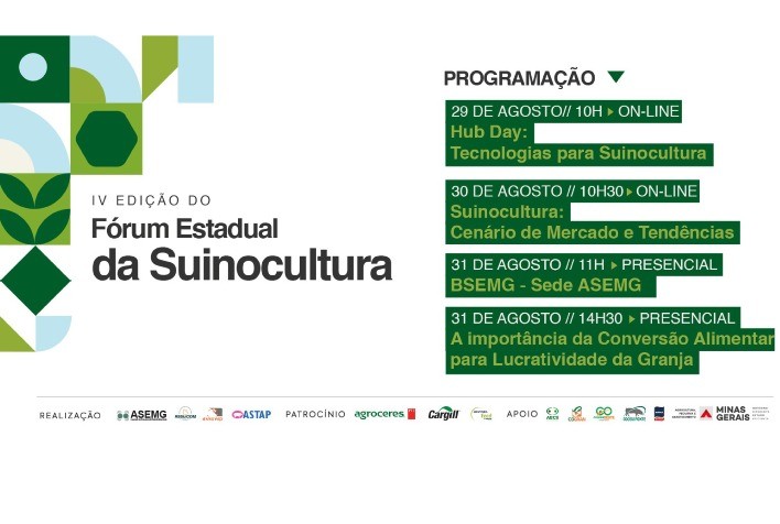 ASEMG, ASSUVAP, ASSUICOM e ASTAP realizam o IV Edição do Fórum Estadual da Suinocultura