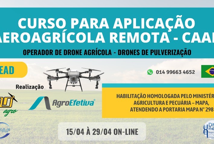 Curso para Aplicação Aeroagrícola Remota: inscrições abertas