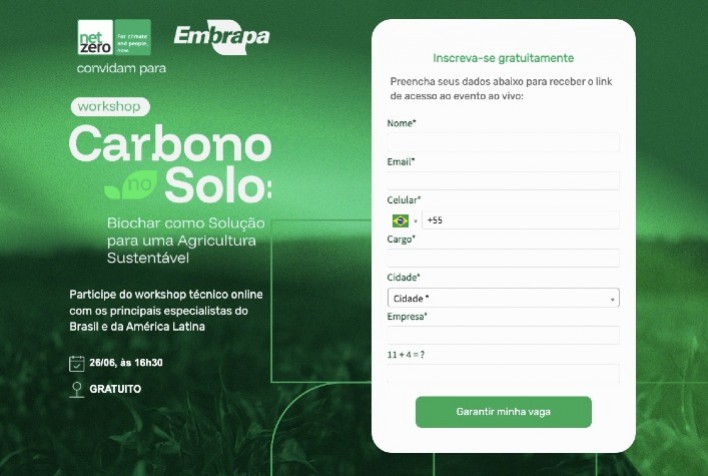 NetZero promove workshop online gratuito sobre o papel do biochar na agricultura sustentável