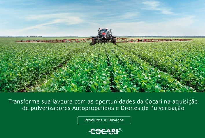 Cocari oferece oportunidades em pulverizadores autopropelidos e drones para modernizar lavouras