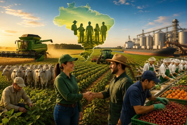 Agronegócio emprega 28,4 milhões em 2025 e responde por 26,3% dos postos de trabalho no Brasil