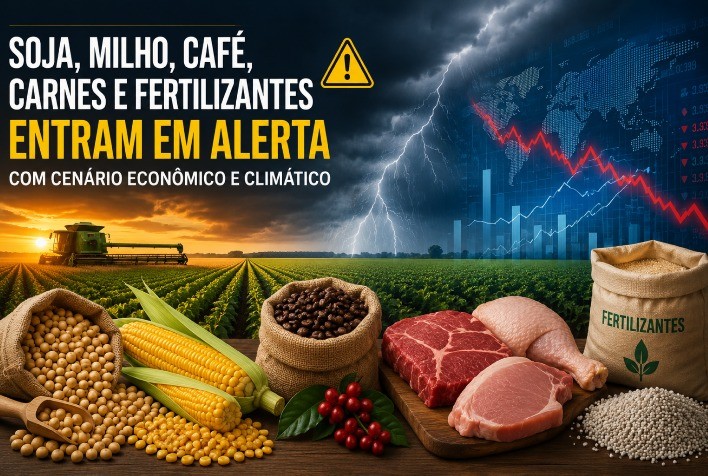 Soja, milho, café, carnes e fertilizantes entram em alerta com cenário econômico e climático