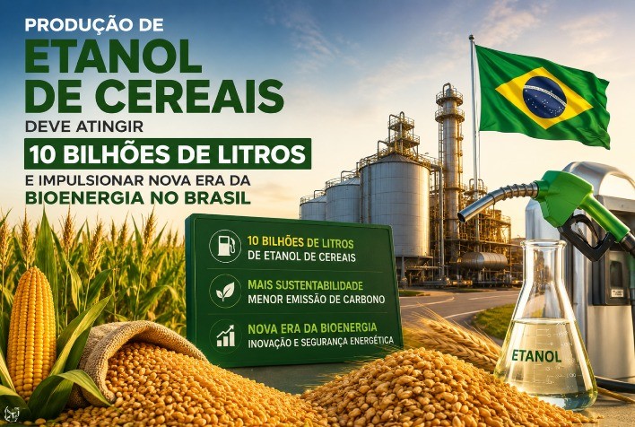 Produção de etanol de cereais deve atingir 10 bilhões de litros e impulsionar nova era da bioenergia no Brasil