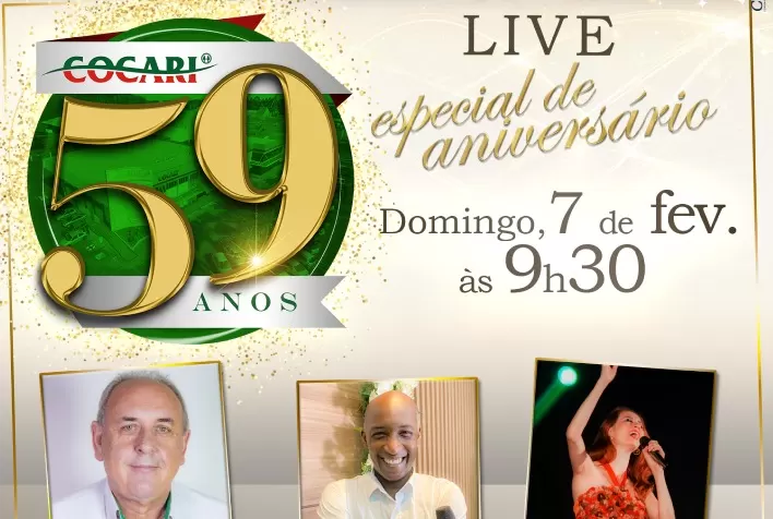 COCARI: Cooperativa celebra aniversário de 59 anos com live neste domingo