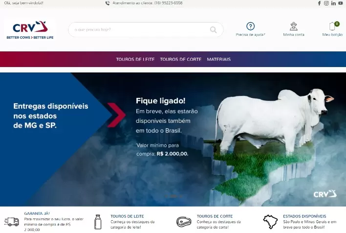 CRV lança nova loja on-line para a venda de sêmen bovino