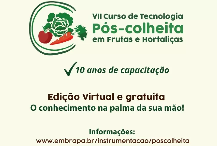 Nova edição do curso de tecnologia pós-colheita em frutas e hortaliças da Embrapa é virtual e gratuita