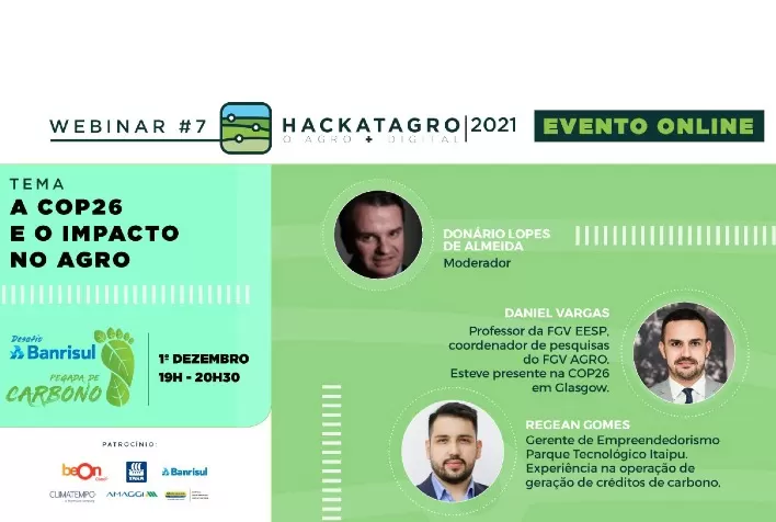 Impactos da COP26 no agronegócio são tema de webinar do HackatAgro