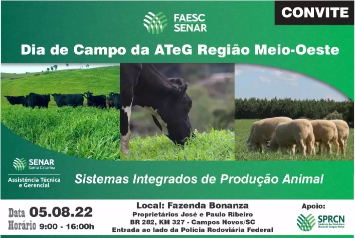 Dia de Campo Regional do Programa ATeG gado de corte, leite e ovinos reúne produtores em Campos Novos