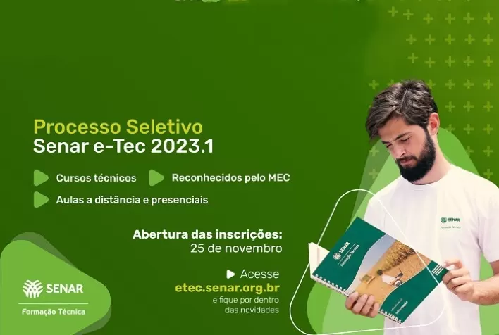 SENAR abre seleção para Cursos Técnicos gratuitos