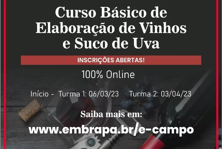 Embrapa lança nova edição do curso online de Elaboração de vinhos e suco de uva