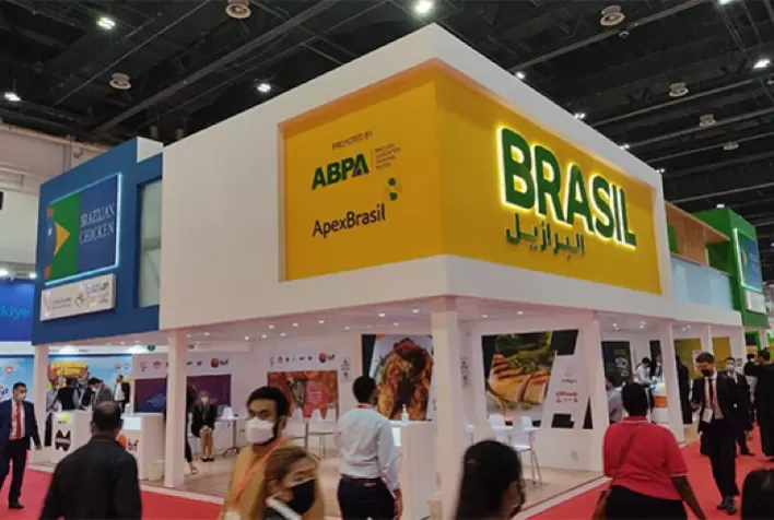 Exportadores associados da ABPA projetam US$ 750 milhões após ação em parceria com a ApexBrasil na Gulfood 2023, em Dubai