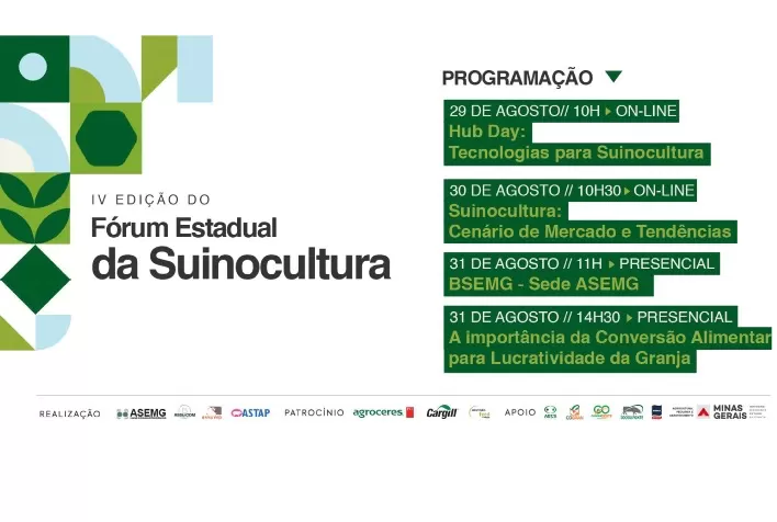 ASEMG, ASSUVAP, ASSUICOM e ASTAP realizam o IV Edição do Fórum Estadual da Suinocultura