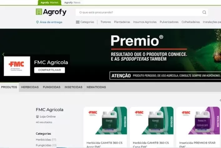 FMC inclui lançamentos na plataforma on-line Agrofy