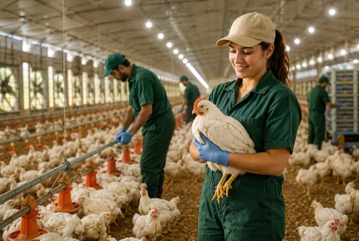 Avicultura lidera geração de empregos na pecuária e cresce 7% em 2025, aponta Cepea/CNA