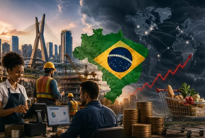 Economia brasileira mantém mercado de trabalho aquecido, mas inflação e cenário externo elevam incertezas em 2026