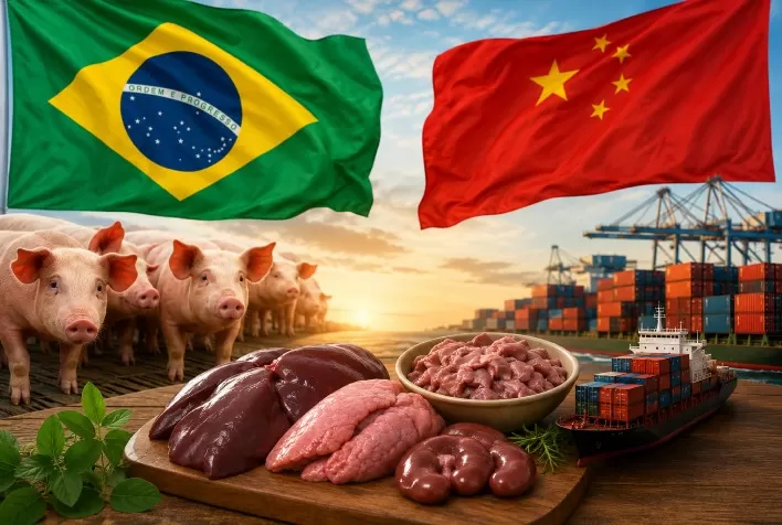 Brasil e China avançam em protocolo para exportação de miúdos suínos e reforçam parceria no agronegócio
