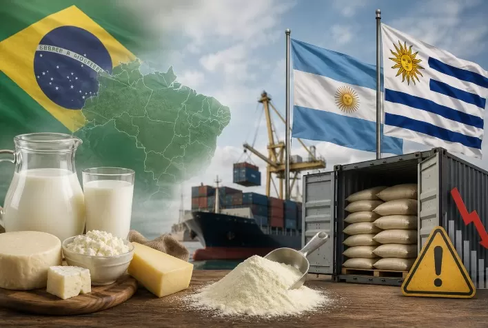 Brasil eleva importações de lácteos e acende alerta para impacto do leite em pó da Argentina e Uruguai