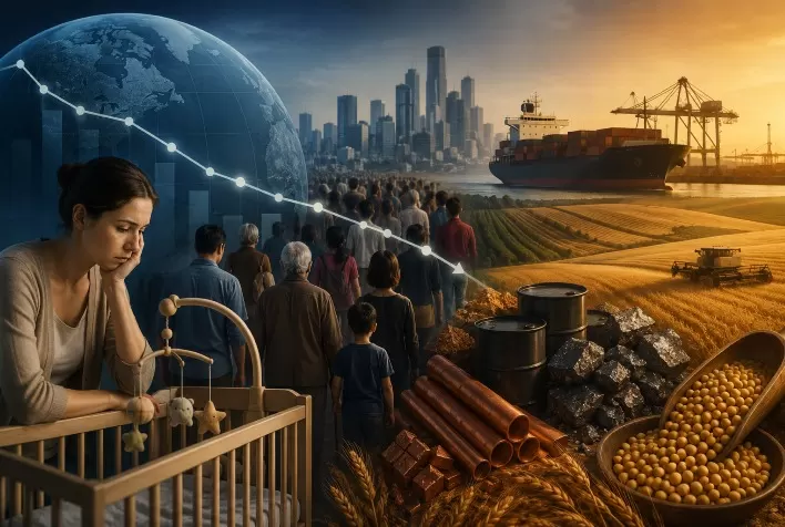 Queda da fertilidade global e mudança demográfica pressionam cenário das commodities, aponta análise