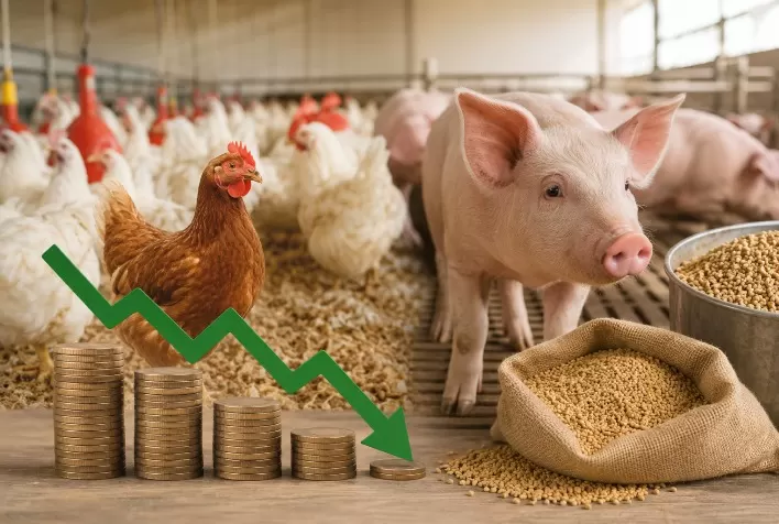 Custos de produção de suínos e frangos registram nova queda em maio e aliviam pressão sobre produtores