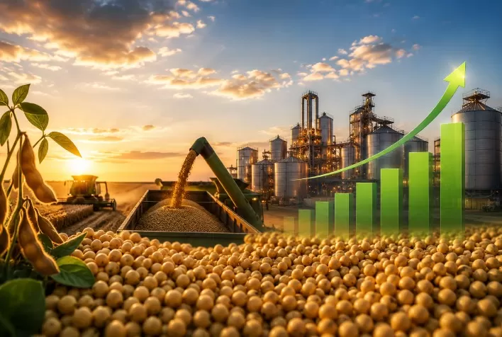 ABIOVE eleva projeções para 2026 e prevê recorde no esmagamento de soja no Brasil