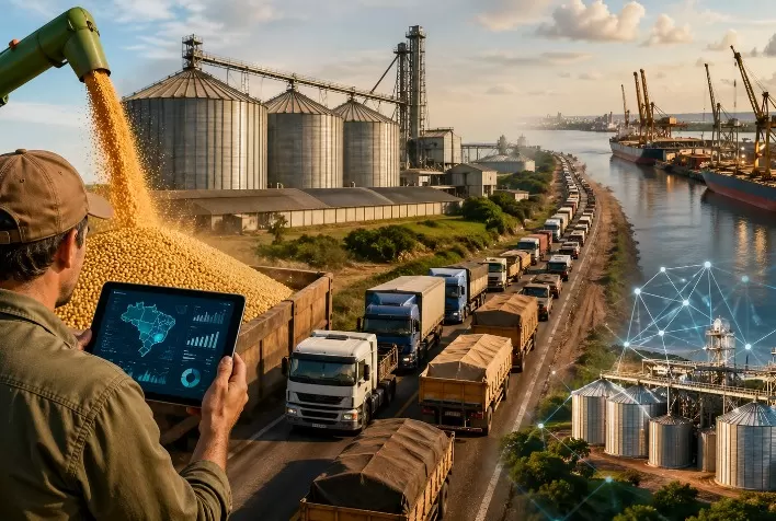 Safra recorde de grãos pressiona logística no Brasil e expõe gargalos de armazenagem e transporte