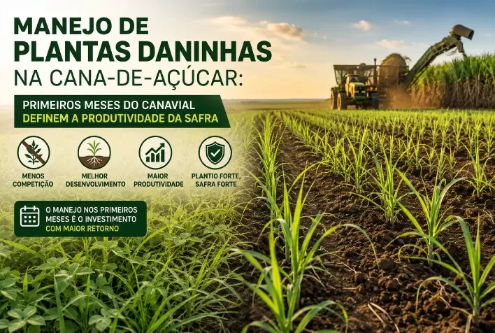 Manejo de plantas daninhas na cana-de-açúcar: primeiros meses do canavial definem a produtividade da safra