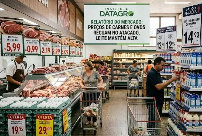 Preços de carnes e ovos recuam no atacado, enquanto leite mantém alta, aponta DATAGRO
