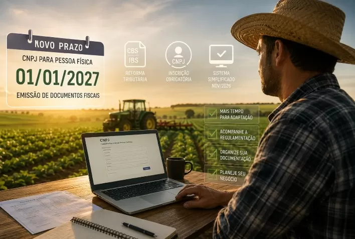 Receita Federal adia CNPJ obrigatório para pessoas físicas até 2027; produtores rurais ainda aguardam definições da Reforma Tributária