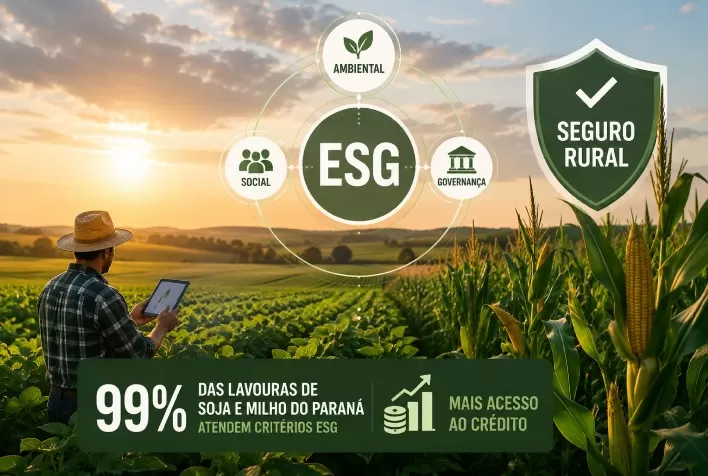 Seguro rural: 99% das lavouras de soja e milho do Paraná atendem critérios ESG e ampliam acesso ao crédito, revela estudo