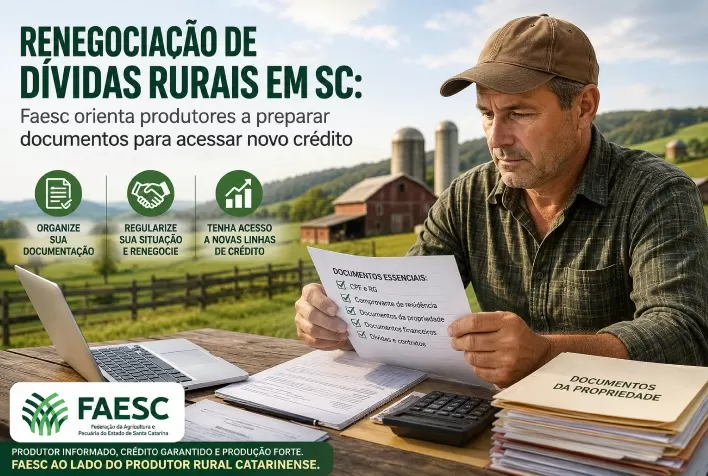 Renegociação de dívidas rurais em SC: Faesc orienta produtores a preparar documentos para acessar novo crédito