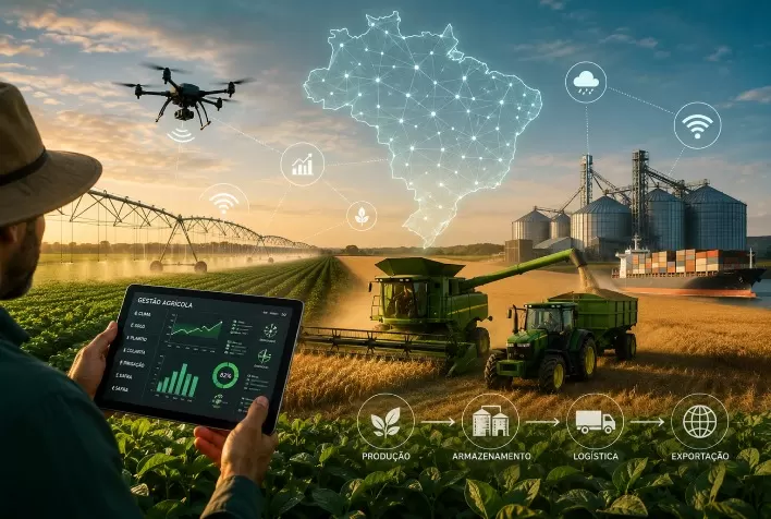 Agronegócio conectado: como dados e tecnologia estão transformando o campo brasileiro em uma cadeia mais competitiva e exportadora