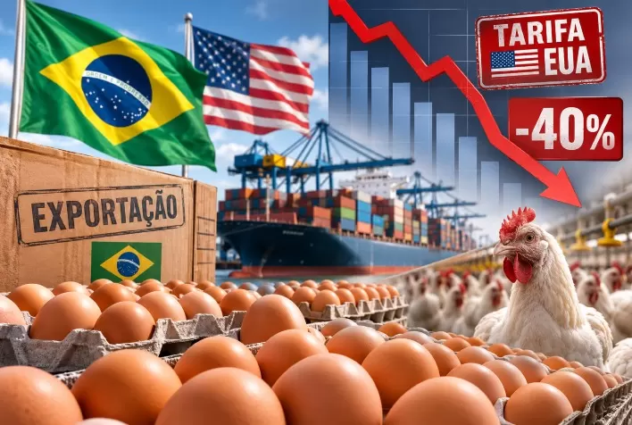 Tarifa dos EUA provoca queda superior a 40% nas exportações brasileiras de ovos e pressiona setor avícola