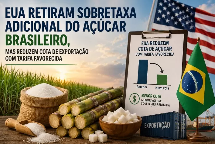 EUA retiram sobretaxa adicional do açúcar brasileiro, mas reduzem cota de exportação com tarifa favorecida