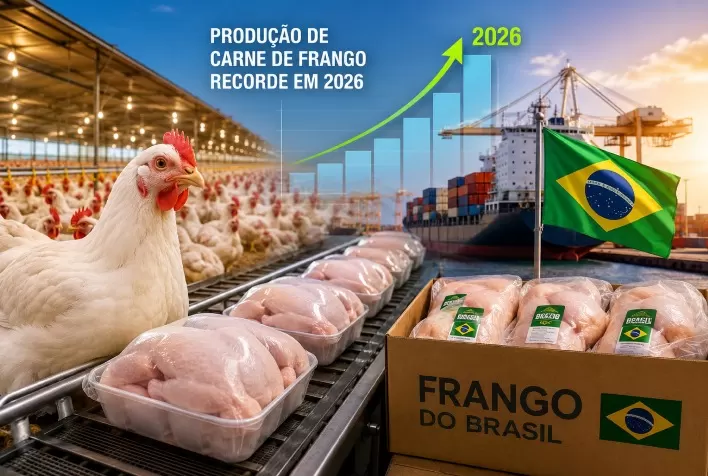 Produção de carne de frango no Brasil deve bater novo recorde em 2026 e fortalecer o agronegócio