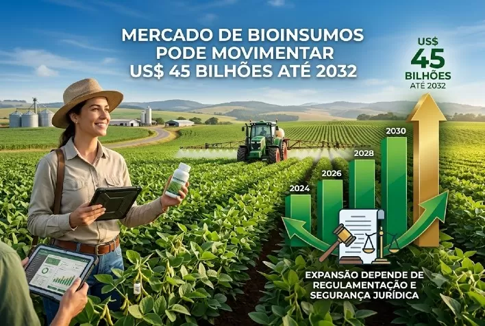 Mercado de bioinsumos pode movimentar US$ 45 bilhões até 2032; expansão depende de regulamentação e segurança jurídica