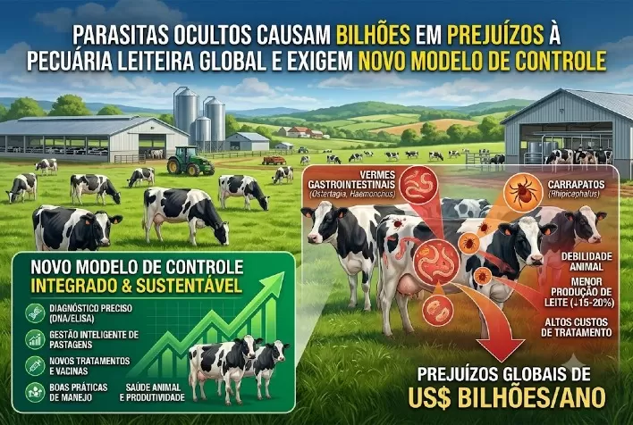 Parasitas ocultos causam bilhões em prejuízos à pecuária leiteira global e exigem novo modelo de controle