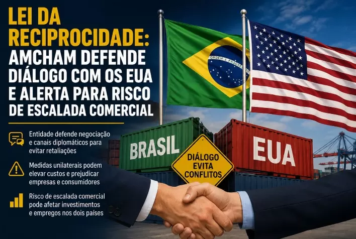Lei da Reciprocidade: Amcham defende diálogo com os EUA e alerta para risco de escalada comercial