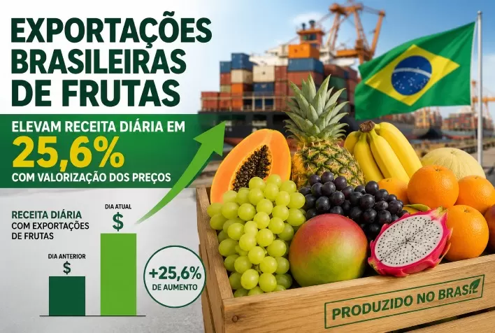 Exportações brasileiras de frutas elevam receita diária em 25,6% com valorização dos preços