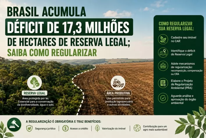 Brasil acumula déficit de 17,3 milhões de hectares de Reserva Legal; saiba como regularizar