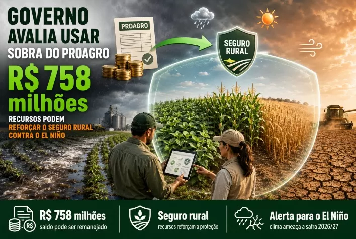 Governo avalia usar sobra de R$ 758 milhões do Proagro para reforçar seguro rural contra o El Niño