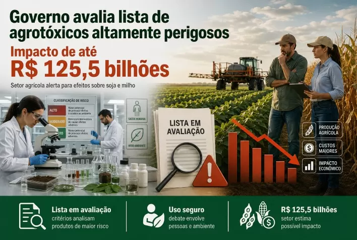 Governo avalia lista de agrotóxicos altamente perigosos e setor prevê impacto de até R$ 125,5 bilhões