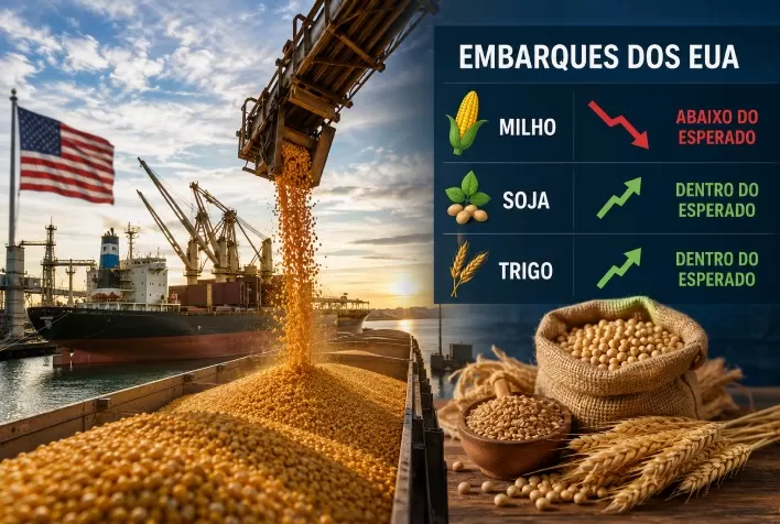 Embarques de milho dos EUA ficam abaixo do esperado; soja e trigo atendem projeções do mercado