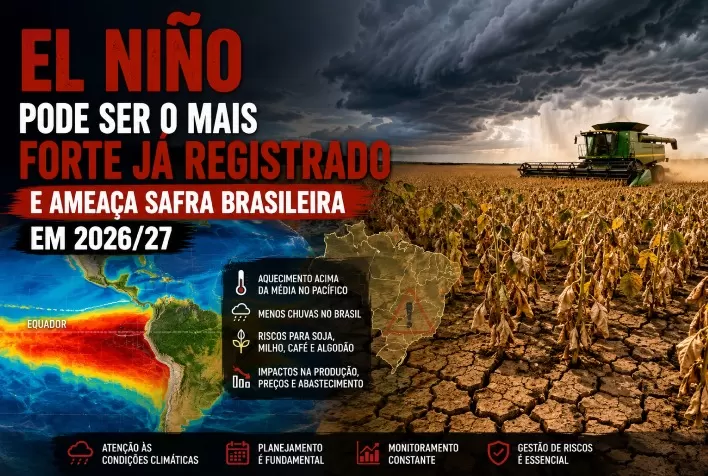 El Niño pode ser o mais forte já registrado e ameaça safra brasileira em 2026/27