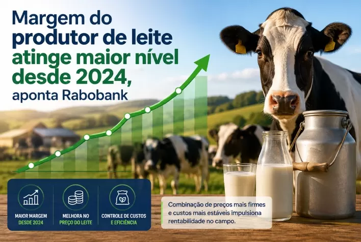 Margem do produtor de leite atinge maior nível desde 2024, aponta Rabobank