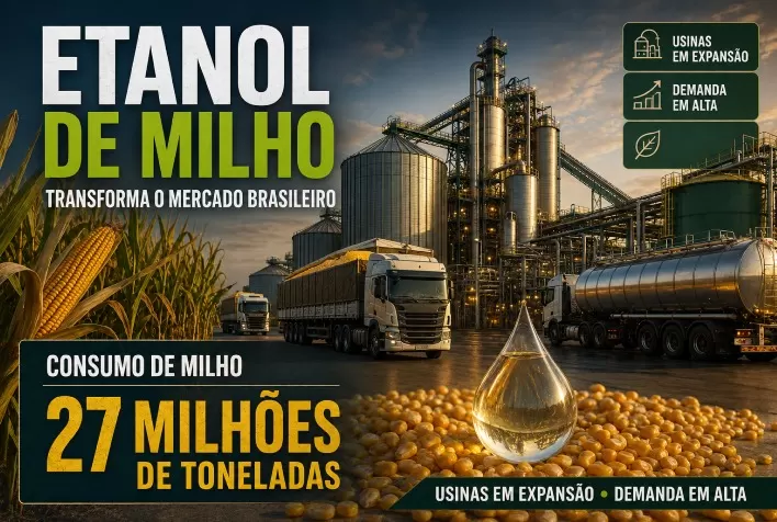 Etanol de milho transforma mercado brasileiro e consumo deve atingir 27 milhões de toneladas