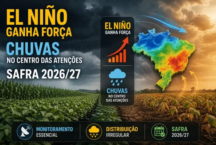 El Niño ganha força e coloca chuvas da safra 2026/27 no centro das atenções no Brasil